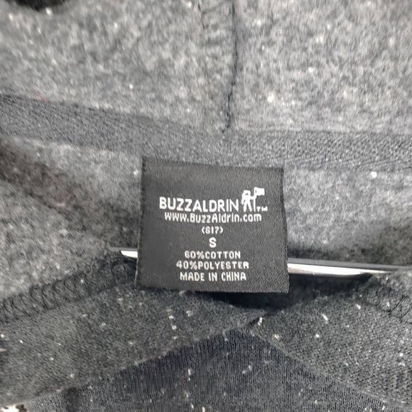 NASA Buzz Aldrin Charcoal Gray Speckled Pullover Hooded Sweatshirt Size: Small - Picture 3 of 4